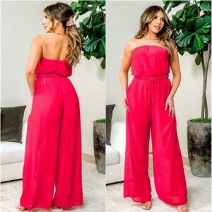 Red Swiss Dot Jumpsuit